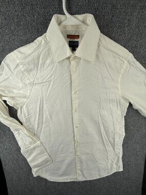 Kenzo Homme Ivory Long Sleeve Button Up Shirt Comfort Fit Size 15.5 Wavy Stripe